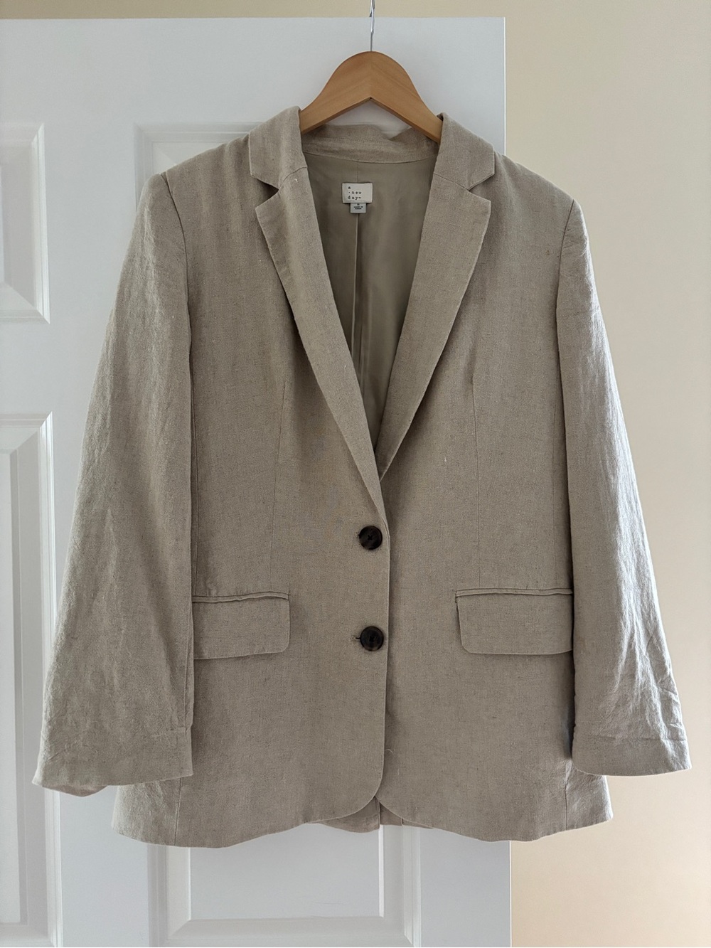 a new day Beige Linen-Blend Single-Breasted Blazer